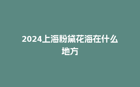 2024上海粉黛花海在什么地方