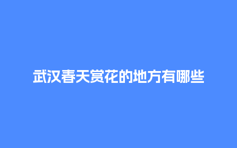 武汉春天赏花的地方有哪些