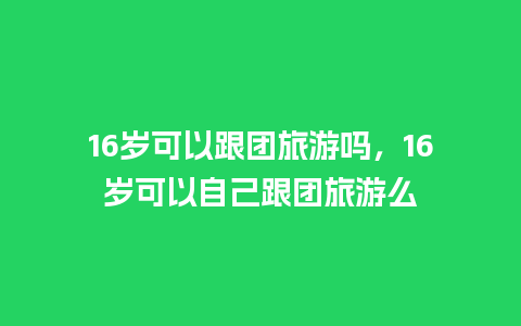 16岁可以跟团旅游吗，16岁可以自己跟团旅游么