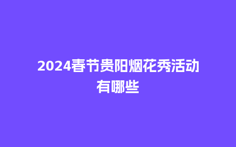 2024春节贵阳烟花秀活动有哪些