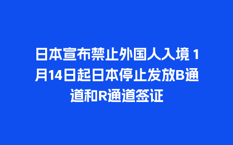 日本宣布禁止外国人入境 1月14日起日本停止发放B通道和R通道签证