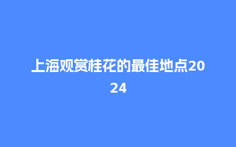 上海观赏桂花的最佳地点2024