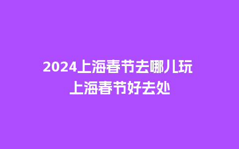 2024上海春节去哪儿玩 上海春节好去处