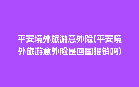 平安境外旅游意外险(平安境外旅游意外险是回国报销吗)