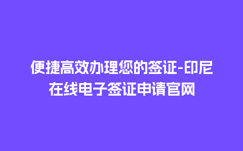 便捷高效办理您的签证-印尼在线电子签证申请官网