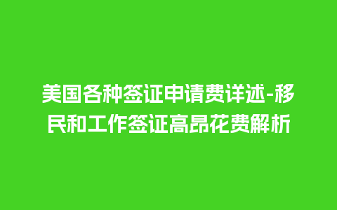 美国各种签证申请费详述-移民和工作签证高昂花费解析