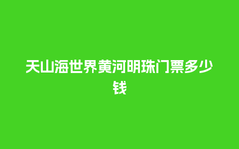 天山海世界黄河明珠门票多少钱