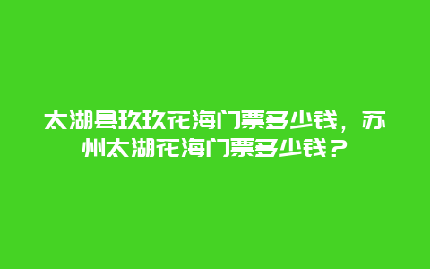 太湖县玖玖花海门票多少钱，苏州太湖花海门票多少钱？