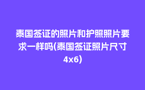 泰国签证的照片和护照照片要求一样吗(泰国签证照片尺寸4×6)