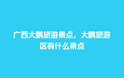 广西大鹏旅游景点，大鹏旅游区有什么景点