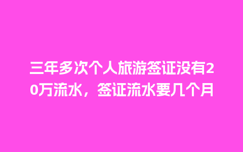 三年多次个人旅游签证没有20万流水，签证流水要几个月