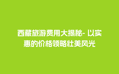 西藏旅游费用大揭秘- 以实惠的价格领略壮美风光