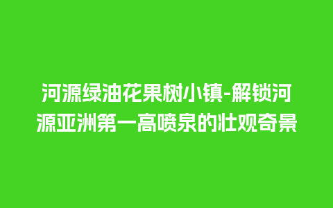 河源绿油花果树小镇-解锁河源亚洲第一高喷泉的壮观奇景