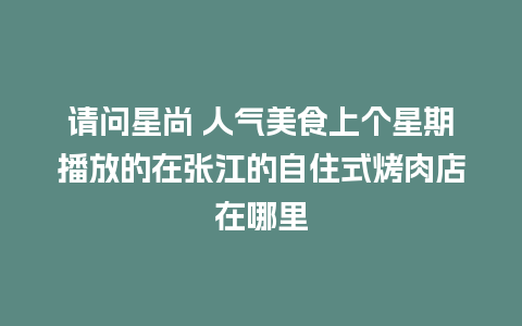 请问星尚 人气美食上个星期播放的在张江的自住式烤肉店在哪里