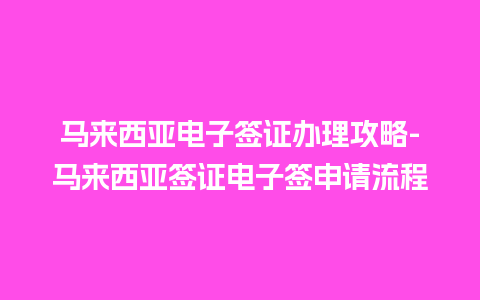 马来西亚电子签证办理攻略-马来西亚签证电子签申请流程