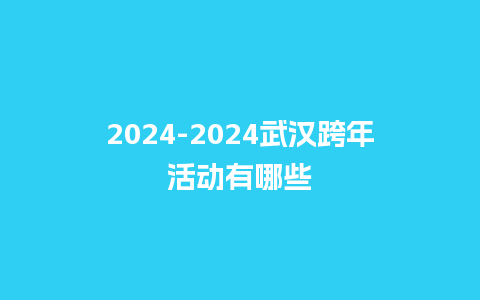 2024武汉跨年活动有哪些