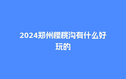 2024郑州樱桃沟有什么好玩的