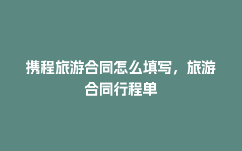 携程旅游合同怎么填写，旅游合同行程单