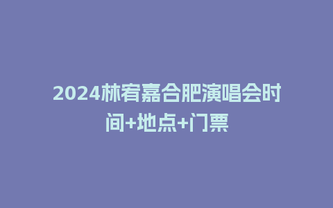 2024林宥嘉合肥演唱会时间+地点+门票