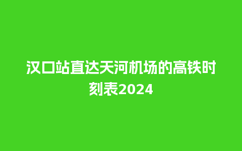 汉口站直达天河机场的高铁时刻表2024