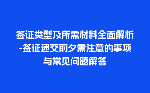 签证类型及所需材料全面解析-签证递交前夕需注意的事项与常见问题解答