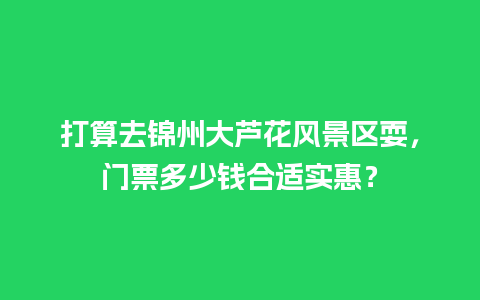 打算去锦州大芦花风景区耍，门票多少钱合适实惠？