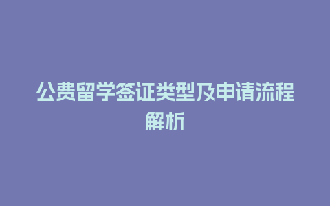 公费留学签证类型及申请流程解析