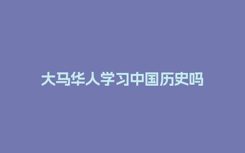 大马华人学习中国历史吗