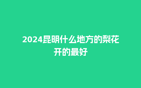 2024昆明什么地方的梨花开的最好