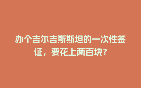 办个吉尔吉斯斯坦的一次性签证，要花上两百块？