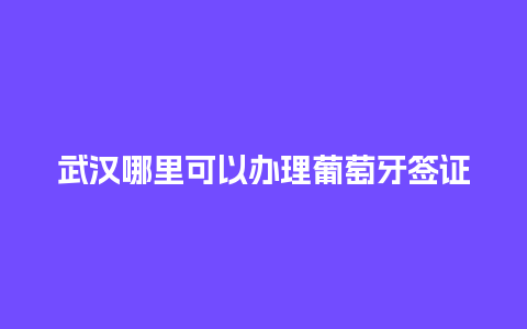 武汉哪里可以办理葡萄牙签证