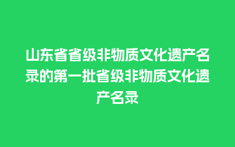 山东省省级非物质文化遗产名录的第一批省级非物质文化遗产名录