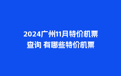 2024广州11月特价机票查询 有哪些特价机票