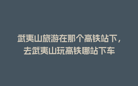 武夷山旅游在那个高铁站下，去武夷山玩高铁哪站下车