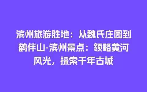 滨州旅游胜地：从魏氏庄园到鹤伴山-滨州景点：领略黄河风光，探索千年古城