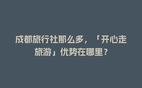 成都旅行社那么多，「开心走旅游」优势在哪里？