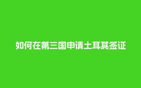 如何在第三国申请土耳其签证