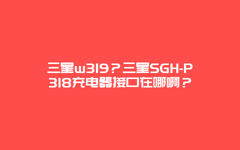 三星w319？三星SGH-P318充电器接口在哪啊？