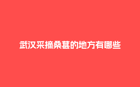 武汉采摘桑葚的地方有哪些