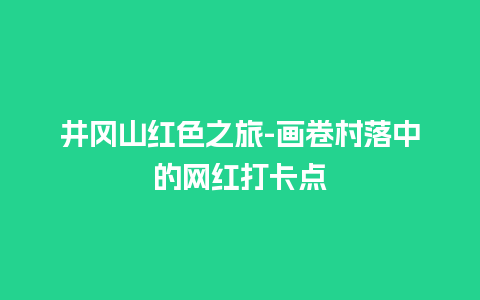 井冈山红色之旅-画卷村落中的网红打卡点