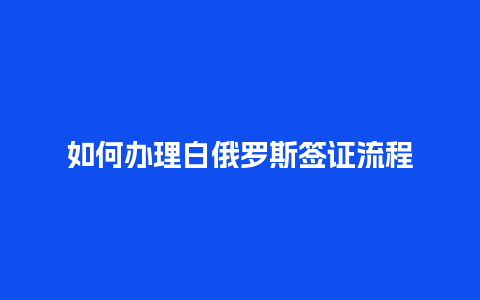 如何办理白俄罗斯签证流程