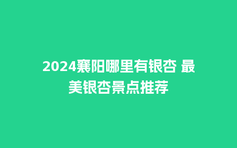 2024襄阳哪里有银杏 最美银杏景点推荐