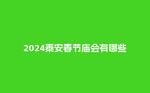 2024泰安春节庙会有哪些