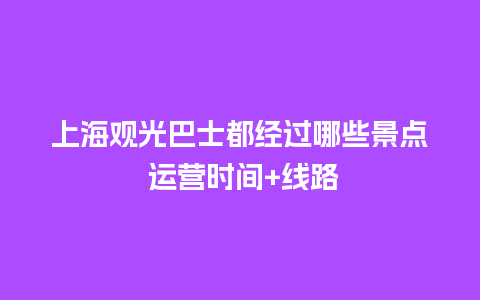 上海观光巴士都经过哪些景点 运营时间+线路