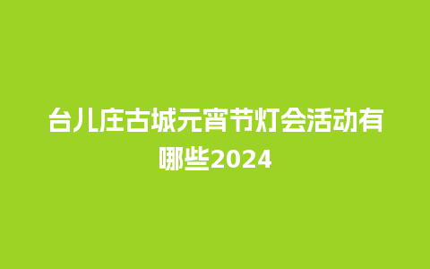 台儿庄古城元宵节灯会活动有哪些2024