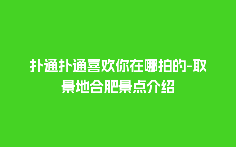 扑通扑通喜欢你在哪拍的-取景地合肥景点介绍