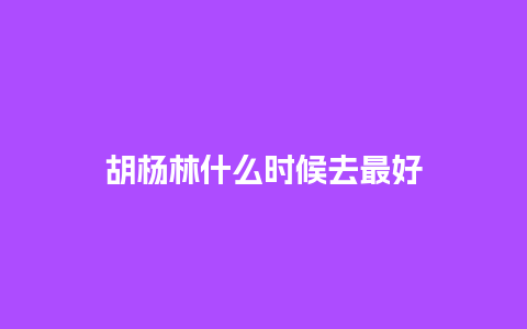 胡杨林什么时候去最好