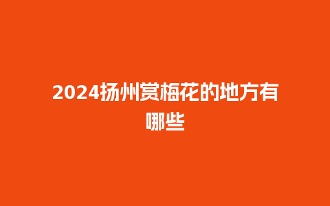 2024扬州赏梅花的地方有哪些