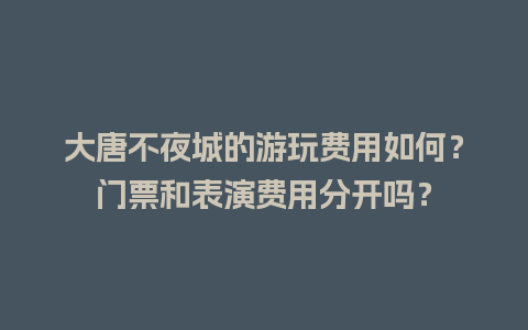 大唐不夜城的游玩费用如何？门票和表演费用分开吗？