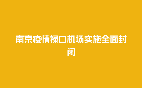 南京疫情禄口机场实施全面封闭